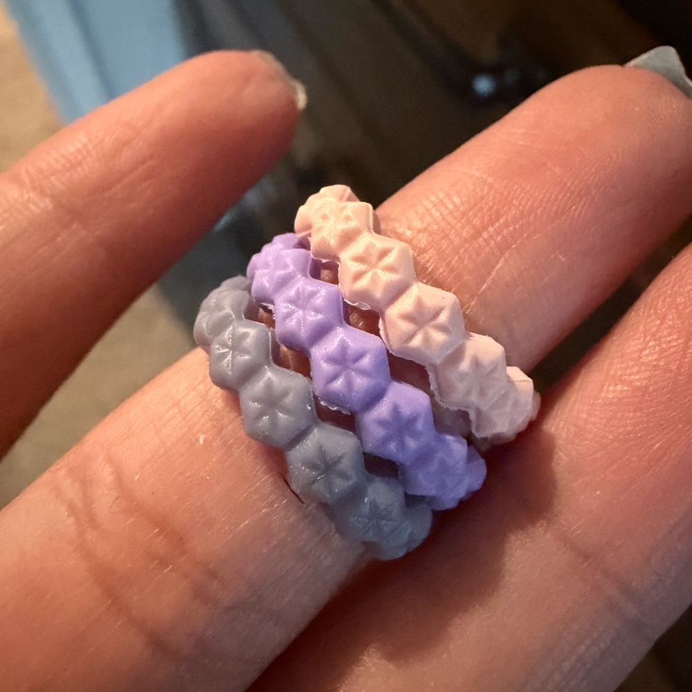 Colorful Textured Silicon Rings Set - Picture 5 of 6